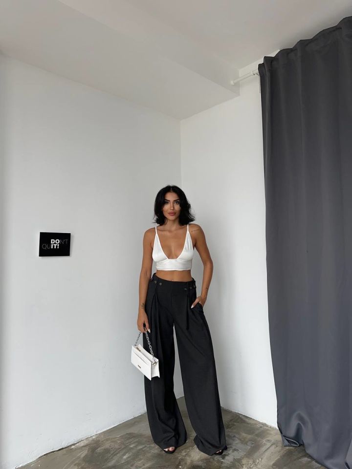 Ema Palazzo Trousers Dark Anthracite - 38