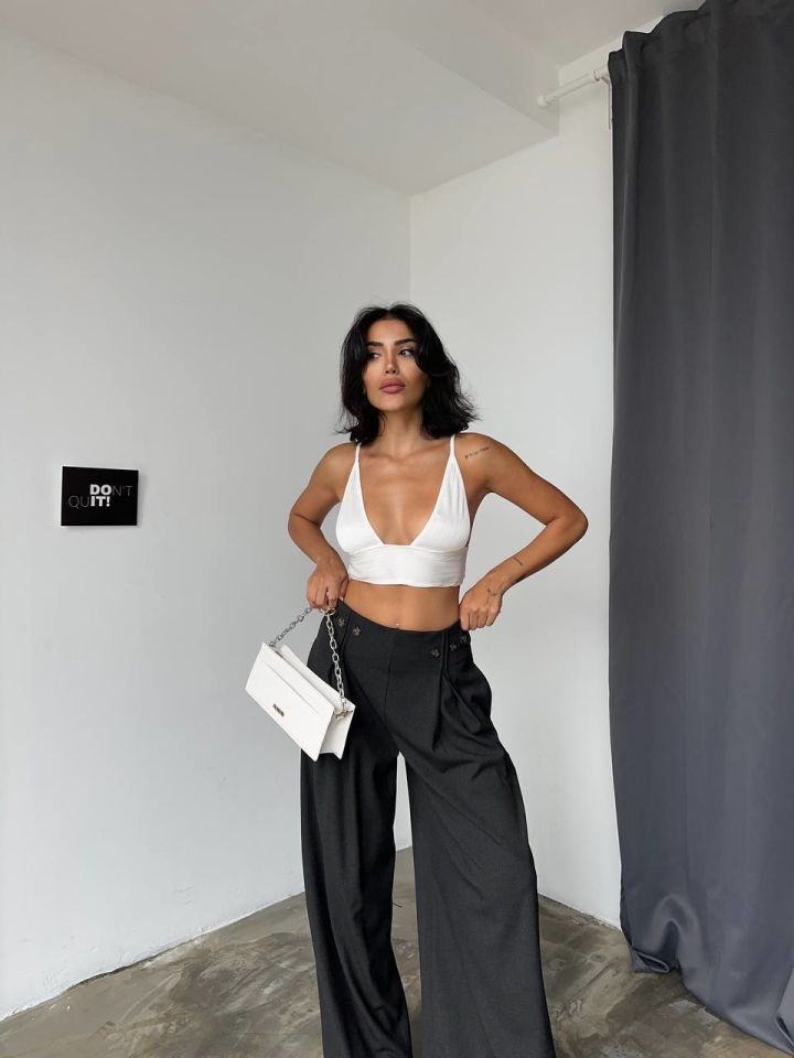 Ema Palazzo Trousers Dark Anthracite - 38