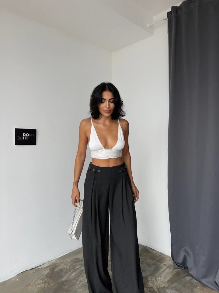 Ema Palazzo Trousers Dark Anthracite - 38