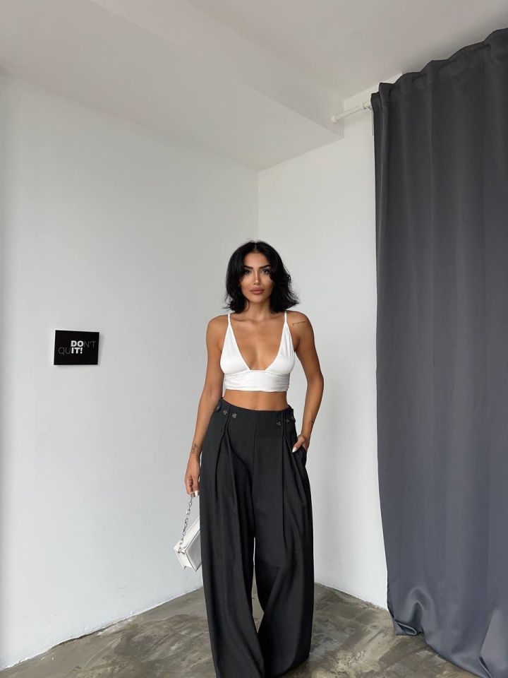 Ema Palazzo Trousers Dark Anthracite - 38