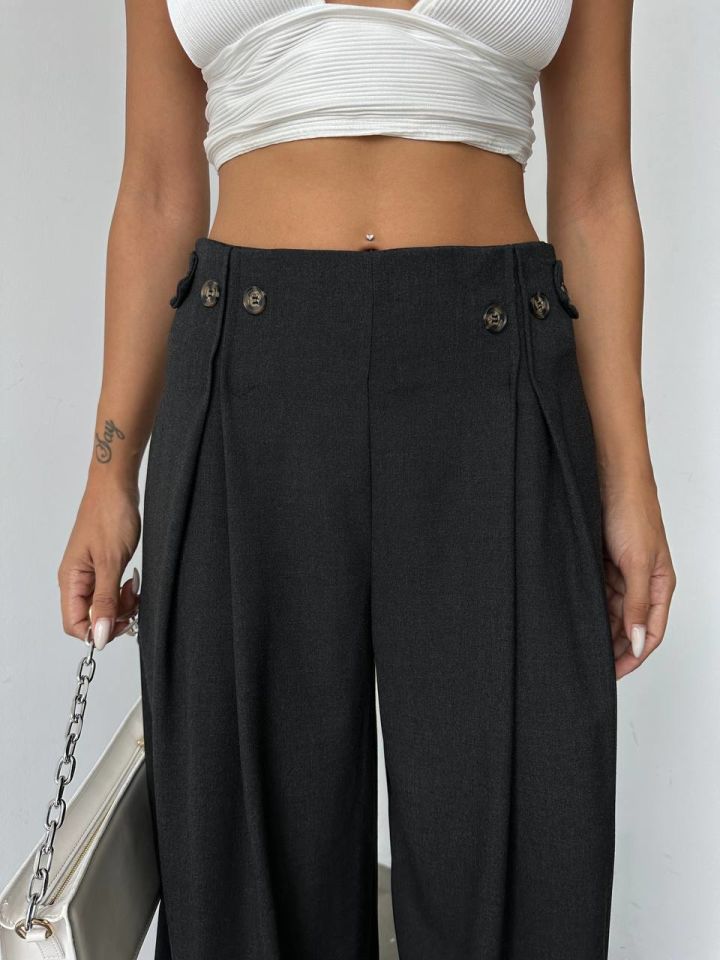 Ema Palazzo Trousers Dark Anthracite - 38